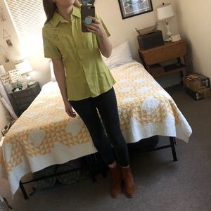 Notations Lime Green Short Sleeve Button-Down
